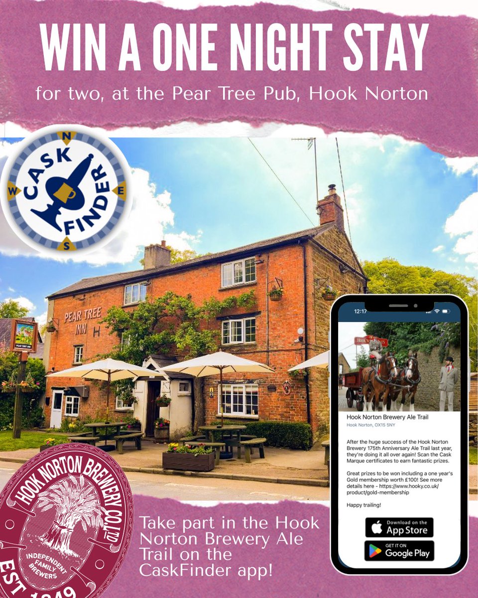 caskaleweek's tweet image. 🍻 Live near the Cotswolds? Take on the @HookyBrewery Ale Trail via the FREE @CaskFinder app and you could win a night away for two!
Visit 29 @caskmarque pubs, enjoy top cask ales & earn rewards (like a £100 Gold Membership)!
⏳ Ends 28 Sept
👉 cask-marque.co.uk/cask-finder