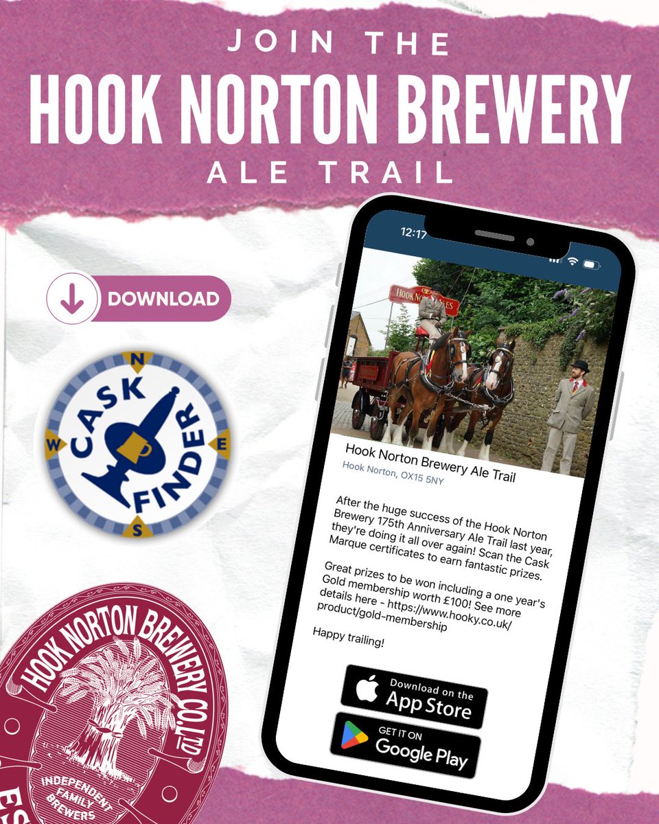 caskaleweek's tweet image. 🍻 Live near the Cotswolds? Take on the @HookyBrewery Ale Trail via the FREE @CaskFinder app and you could win a night away for two!
Visit 29 @caskmarque pubs, enjoy top cask ales & earn rewards (like a £100 Gold Membership)!
⏳ Ends 28 Sept
👉 cask-marque.co.uk/cask-finder