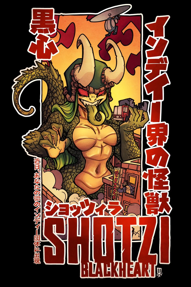 ShotziTCB's tweet image. INDY GODzilla shirts and stickers coming soon! Thanks @AvocadoMolotov for bringing my takeover to life! Can you find former indy god @TheMattCardona in the design ? 🤣
