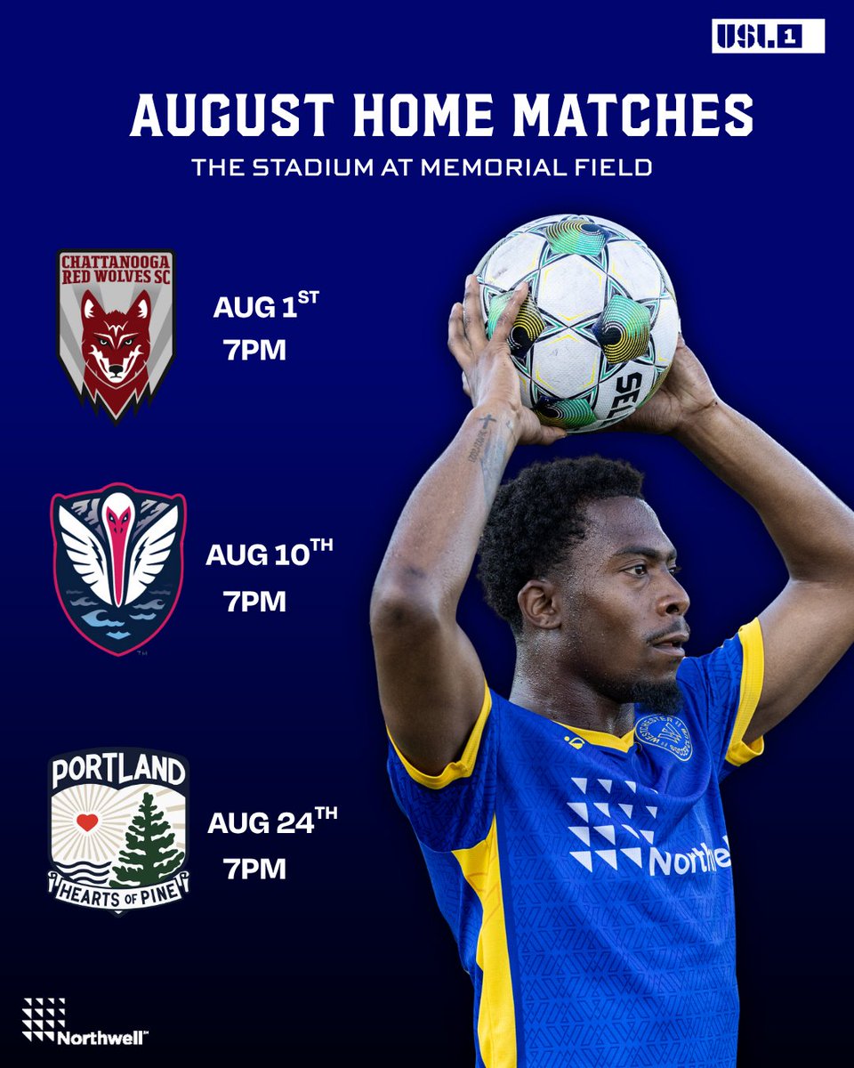 Mark your calendars 📅
Three chances to catch us at home this August at Memorial Field!
Let’s pack the stands and bring the noise! 

#SoccerCounty