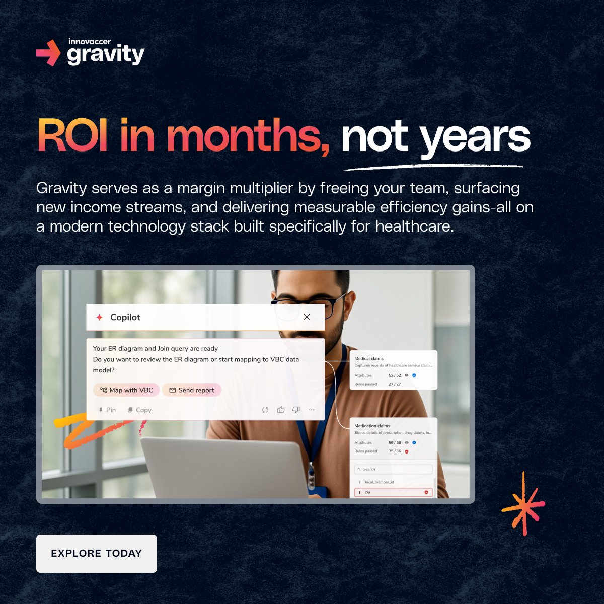 Healthcare executives addressing margin pressure: Gravity by Innovaccer™ automates prior authorization workflows, claims processing, and care gap closure, while preserving EHR investments.

💡Explore today: lnkd.in/gRicMXh5

#HealthcareInnovation