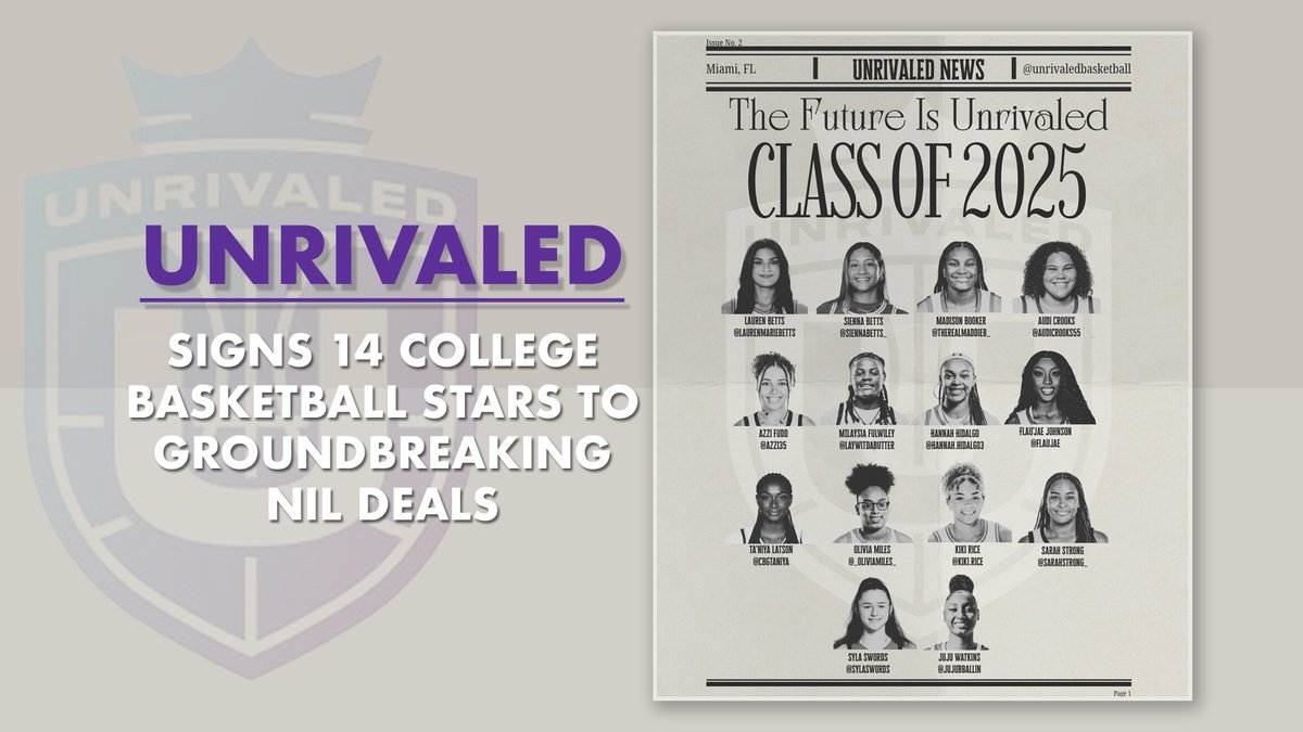BallerPost's tweet image. Unrivaled League just signed 14 of women’s college basketball’s biggest stars including JuJu Watkins, Azzi Fudd, Flau’jae Johnson, and more to NIL deals! This is a major step forward for women’s hoops and athlete empowerment. The future is #Unrivaled

📖 ballertube.com/news/211/unriv…