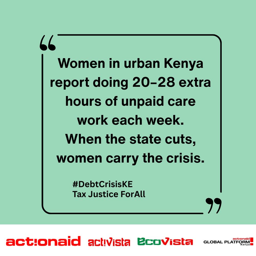 The poor are overtaxed to feed the gluttony of the elite, Kenya’s tax system is robbery dressed as patriotism.
#DebtCrisisKE
Tax Justice ForAll

<a href="/ActionAid_Kenya/">ActionAid Kenya</a>
@TisaKenya
<a href="/OkoaUchumi_KE/">Okoa Uchumi</a>
<a href="/OkiyaOmtatah/">Okiya Omtatah Okoiti</a>
<a href="/OxfamKE/">Oxfam Kenya</a>
@OtienoWill
<a href="/NAssemblyKE/">National Assembly KE</a>
<a href="/Activista047/">Activista Nairobi Chapter</a>
@Gp_Kenya
<a href="/EcoVistaKE/">EcoVistaKe</a>