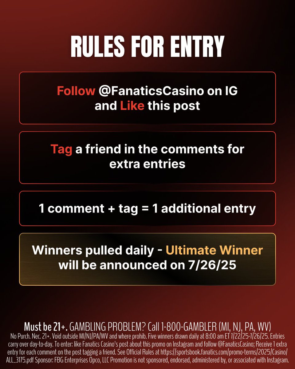 FanaticsCasino's tweet image. Enter the ring and win tickets to WWE SummerSlam 💥
1 - Follow @fanaticscasino on IG
2 - Like the #SummerSlam Sweepstakes post
3 - Tag your friend in the comments for extra entries
(1 entry = 1 comment + tag)
Names will be drawn daily. Drawn winners will have 72 hours to…