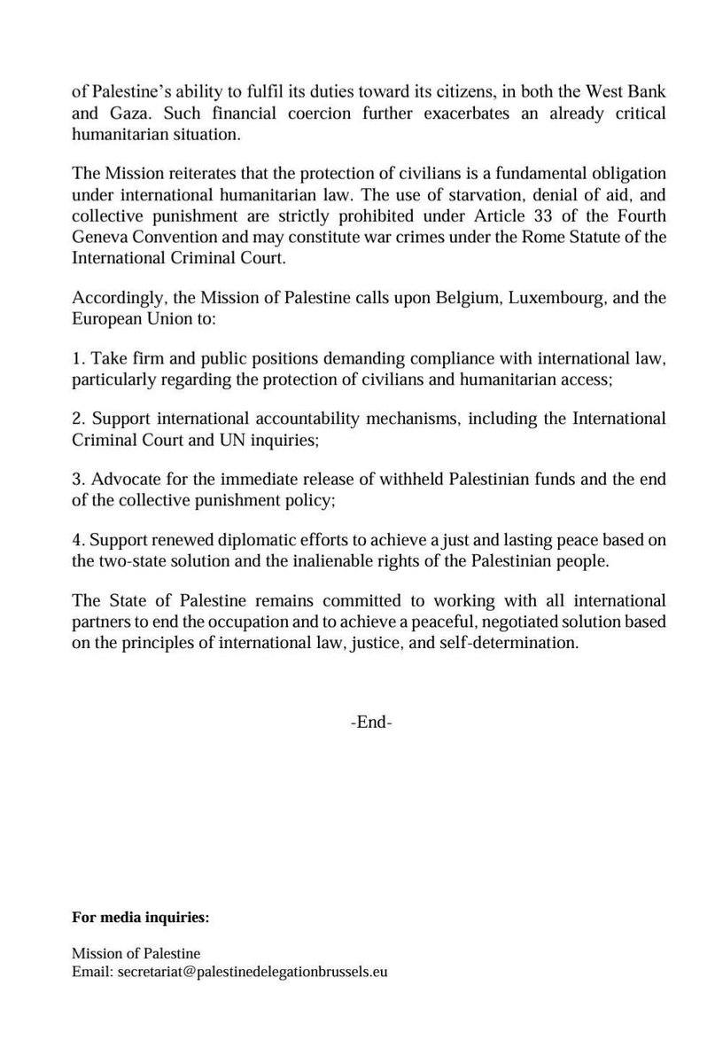 Palestine Mission to the 🇪🇺, 🇧🇪 and 🇱🇺 tweet media