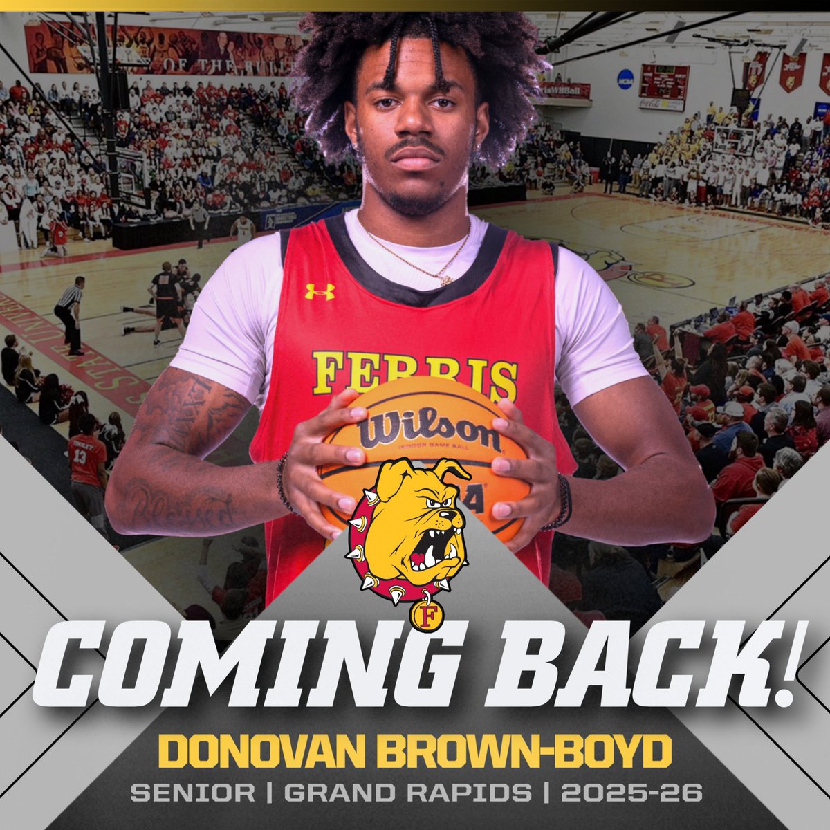 Ferris Athletics (@ferrisathletics) on Twitter photo COMING BACK! Let's Go! Senior Donovan Brown-Boyd will return for the 'Dawgs in 2025-26! Veteran talent as a returnee this coming year !! <a href="/_dono24/">Donovan</a> <a href="/FerrisMBBALL/">Ferris M Basketball</a> <a href="/BPietrack/">Bobby Pietrack</a> COMING BACK! Let's Go! Senior Donovan Brown-Boyd will return for the 'Dawgs in 2025-26! Veteran talent as a returnee this coming year !! <a href="/_dono24/">Donovan</a> <a href="/FerrisMBBALL/">Ferris M Basketball</a> <a href="/BPietrack/">Bobby Pietrack</a>