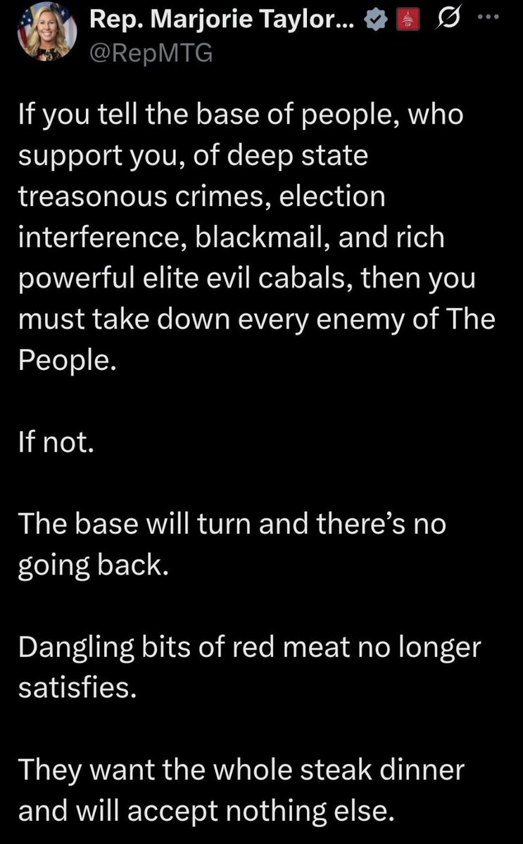 JohnLeFevre's tweet image. This is more true than most people realize.
If Bondi, Tulsi, and Kash don't deliver more press releases and cable news hits, Republicans are going to get smoked in the mid-terms.
