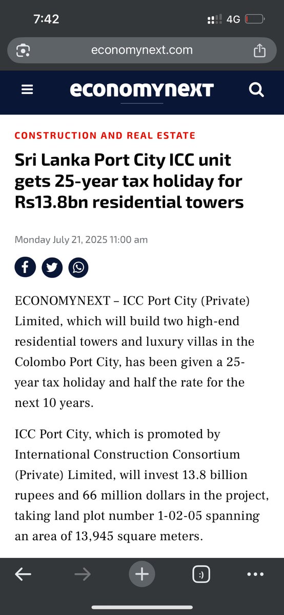 danielalphonsus's tweet image. “The company will get exemptions for import duty, value added tax and excise tax for project related investments.”
There maybe some justification for tax breaks that attract talent. No reason for subsidizing real-estate rents.