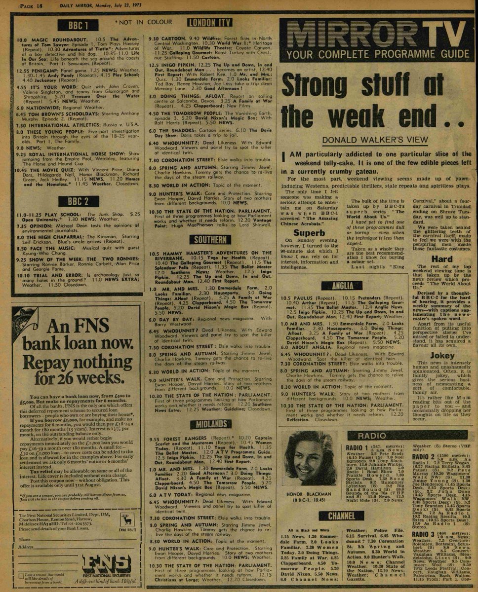 archivetvmus71's tweet image. OTD in 1973. The Two Ronnies have the Show of the Week on BBC2. Over on ITV there's Whodunnt?, Spring and Autumn and Hunter's Walk.