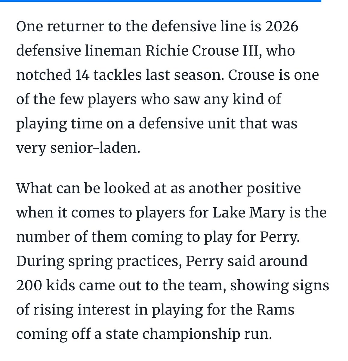 Thank you for the shout out <a href="/Andy_Villamarzo/">Andy Villamarzo</a> via <a href="/On3sports/">On3</a>. 

<a href="/LMRamsFootball/">Lake Mary Football</a> 

on3.com/high-school/ne…