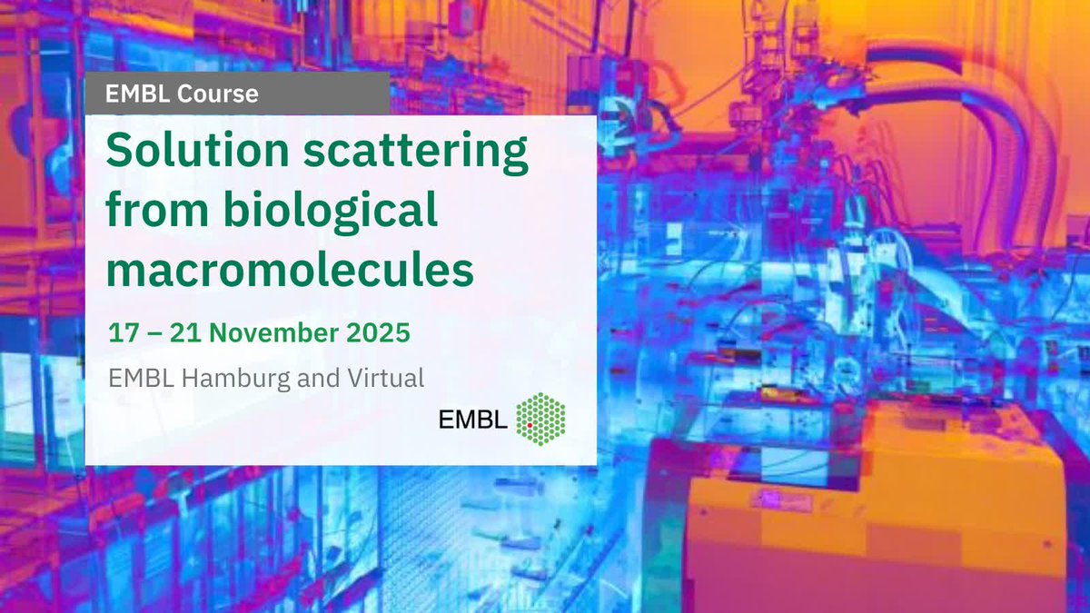 EMBLEvents's tweet image. 💻🎯 Are you a biochemist, a biophysicist, or a researcher active in related structural methods but with little or no experience in solution scattering? There are still a few places available for the virtual part of our hybrid 'Solution scattering from biological macromolecules'…
