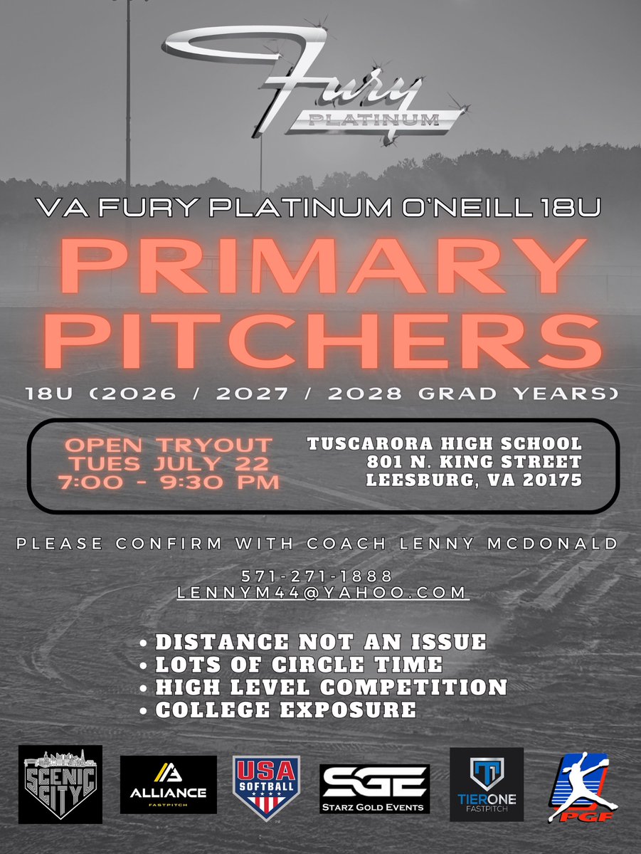 Revolution O’Neill McDonald (@revsoneillmcdon) on Twitter photo We have officially transitioned from Revolution to Fury Platinum for the 2025-26 season! Hosting Open Tryout this week for Pitchers. Please confirm attendance with Coach Lenny for tryout or team information at (571) 271-1888 or lennym44@yahoo.com
<a href="/rev_fastpitch/">Revolution Fastpitch Softball</a>
<a href="/FuryPlatinumVA/">Fury Platinum Virginia</a> We have officially transitioned from Revolution to Fury Platinum for the 2025-26 season! Hosting Open Tryout this week for Pitchers. Please confirm attendance with Coach Lenny for tryout or team information at (571) 271-1888 or lennym44@yahoo.com
<a href="/rev_fastpitch/">Revolution Fastpitch Softball</a>
<a href="/FuryPlatinumVA/">Fury Platinum Virginia</a>