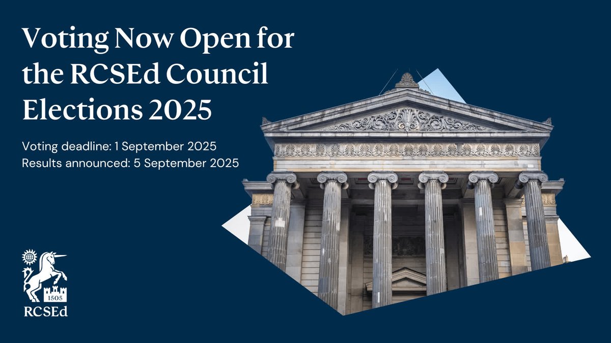 Members and Fellows can now vote in the RCSEd Council Election. This is your chance to decide on the future of your College!

Voting will close on Monday 1 September 2025. Cast your vote here: bit.ly/4lBfYy5