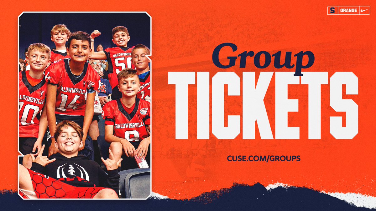 CusePromos's tweet image. Group tickets for @CuseFootball season are on sale, take advantage of themed game days or learn how you can plan your group outing today!
🎟️: cuse.com/groups