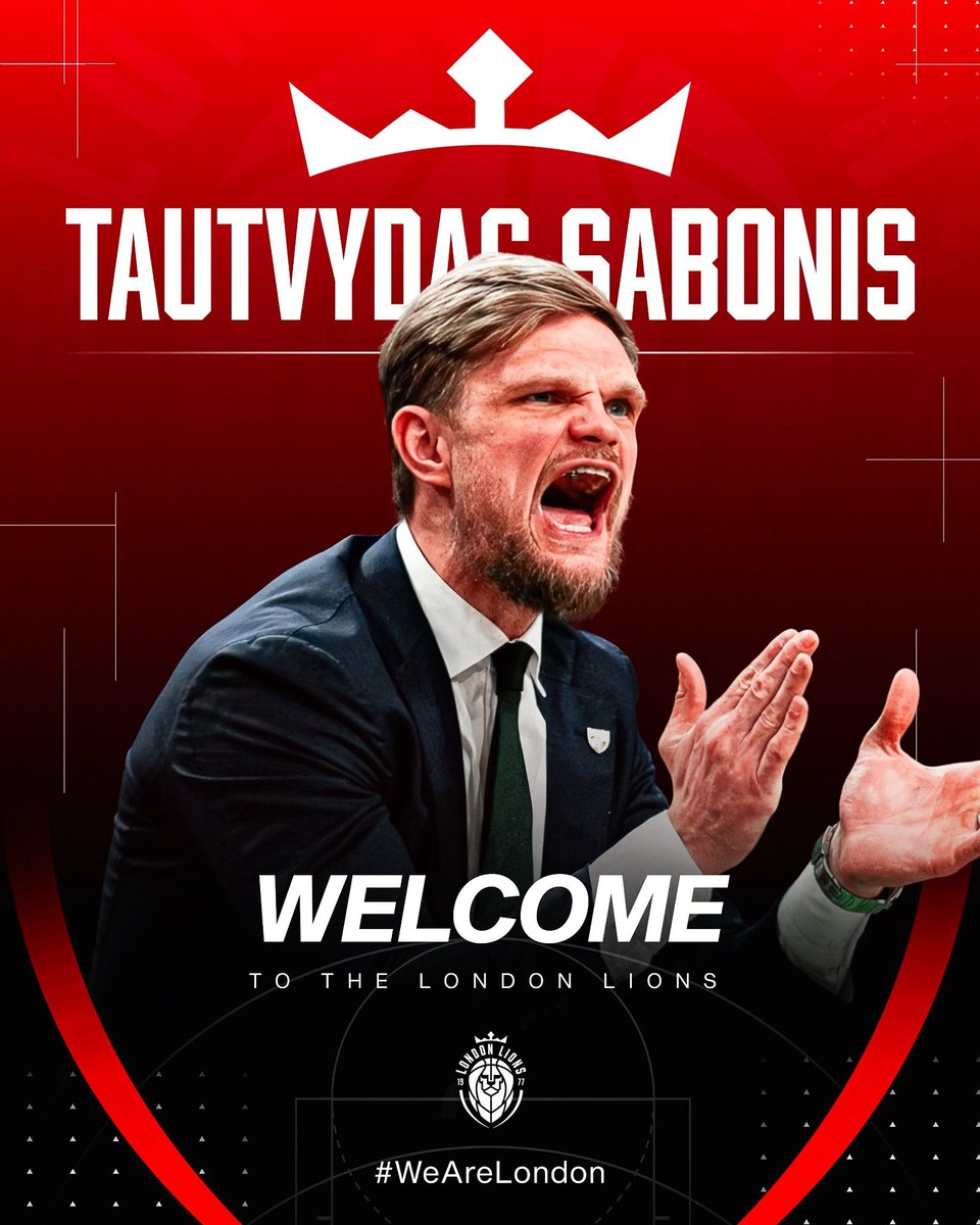 TheSteinLine's tweet image. Tautvydas Sabonis — brother of Sacramento’s Domantas Sabonis — has been named as the new head coach for the @LondonLions at just 33.
Sabonis will now team up with the Lions’ president from Boston (Lenz Balan) as the team returns to EuroCup play this season.