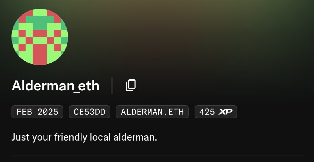 ENS fam! What's your alter-ego wallet?
Mine's Alderman.eth <a href="/ensdomains/">ens.eth</a>
