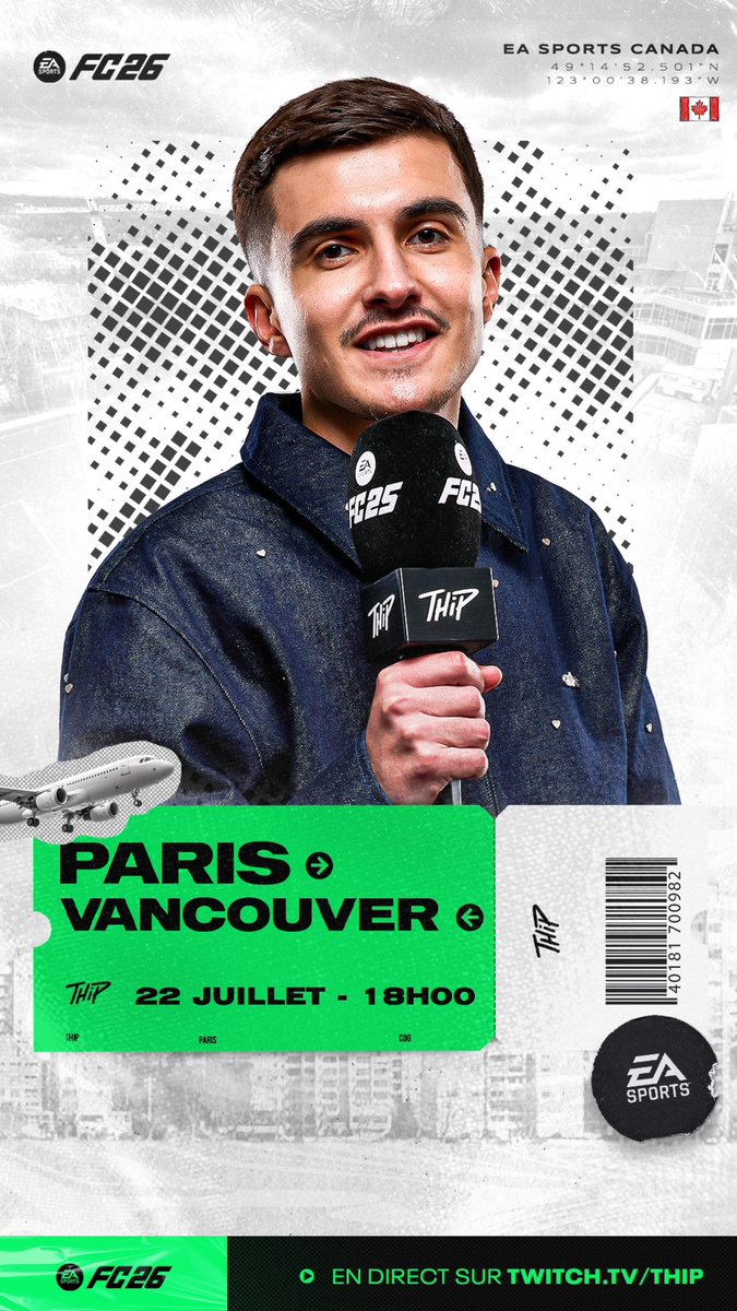 ThipOff's tweet image. Gros Live demain à 17h45/18h pour vous parler du Test de #FC26 depuis Vancouver ! 🇨🇦
On aura aussi un Développeur Gameplay avec nous pour nous présenter toutes les nouveautés et surtout pour lui poser VOS questions 👀