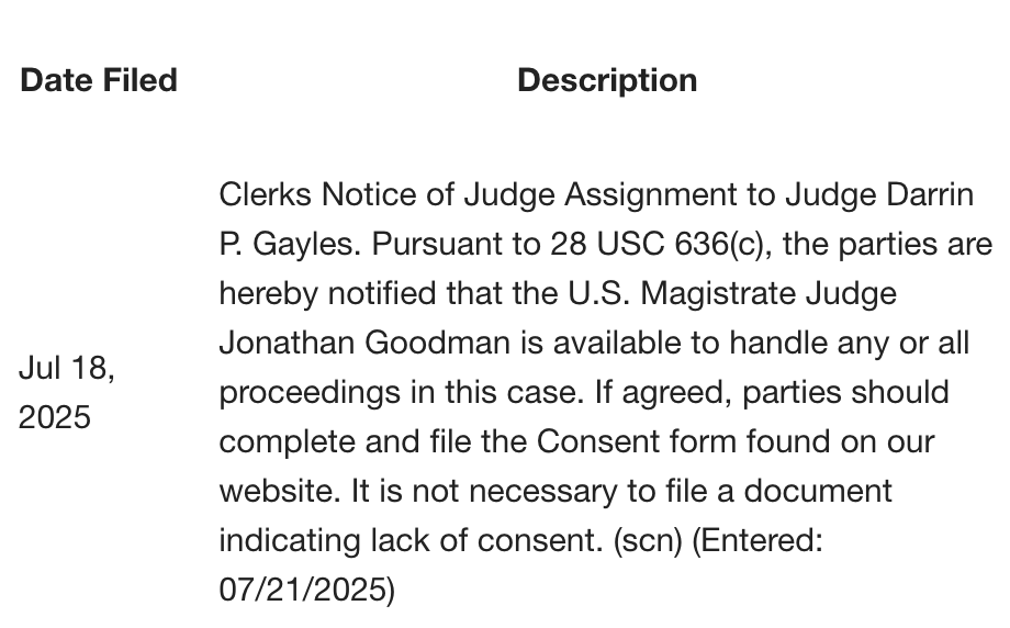 ScottNover's tweet image. Trump v. Murdoch was assigned to Darrin P. Gayles, an Obama appointee in SDFL.