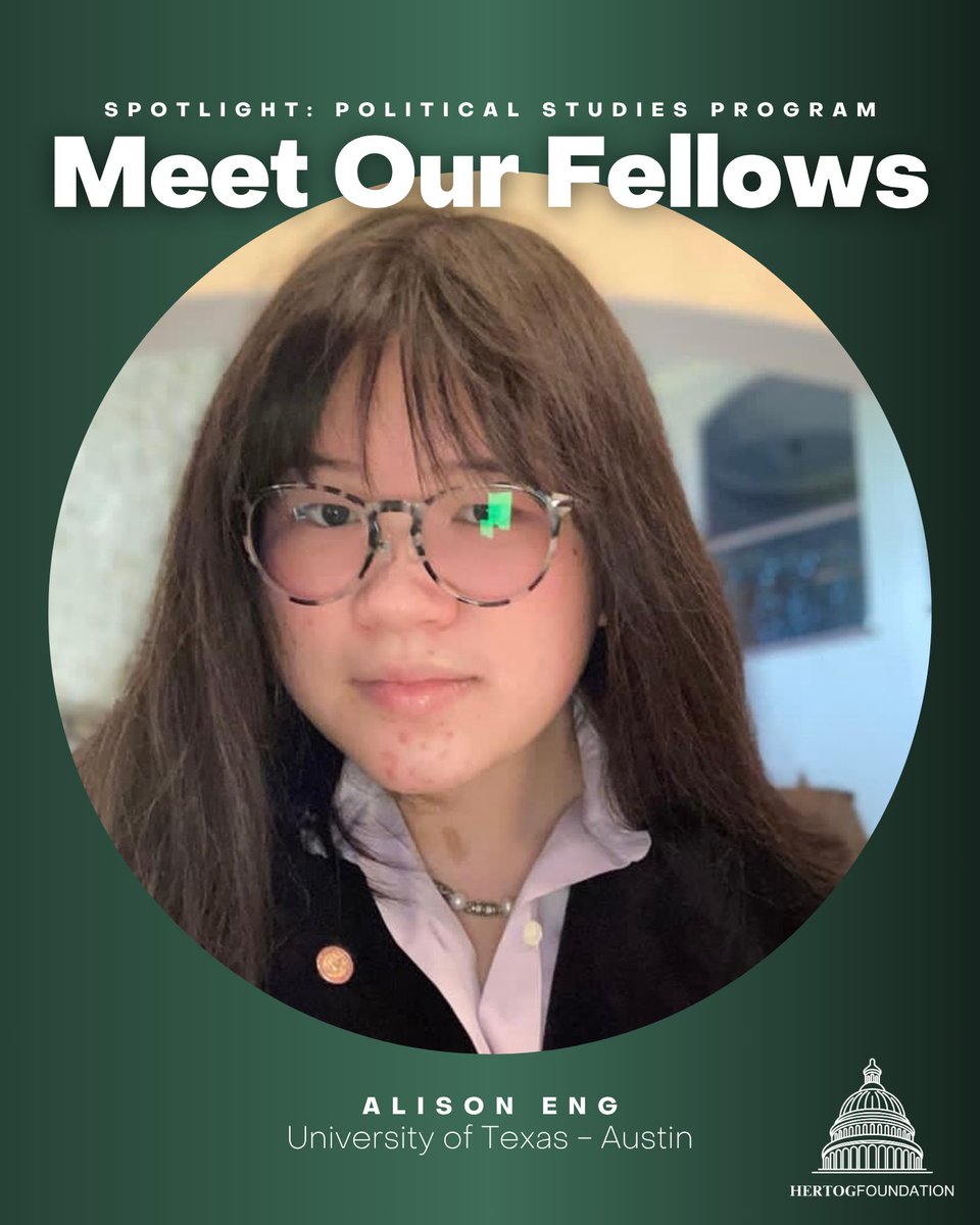 HertogFDN's tweet image. Meet our 2025 Fellows from Texas!
Alison Eng is a graduate of @UTAustin, where she studied Political Philosophy. @UT_Civitas
Gavin Monk is a senior Political Science major at @tamu.
Ethan Szumanski graduated as salutatorian from @STCL_Houston.