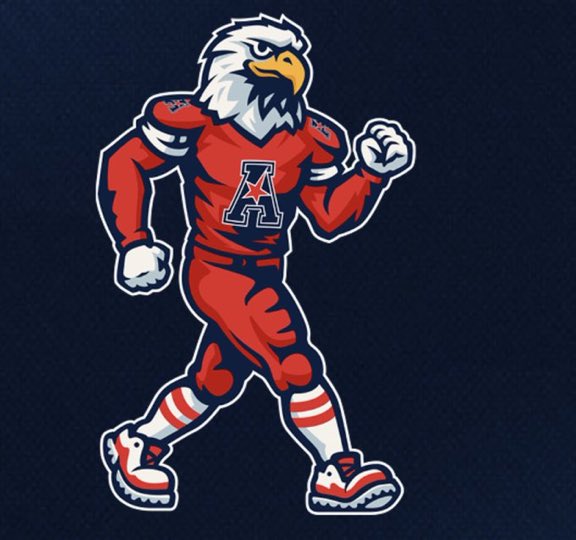 CollegeFBonX's tweet image. What are your thoughts on the new American Conference Mascot. Do you think more conferences should start having mascots?