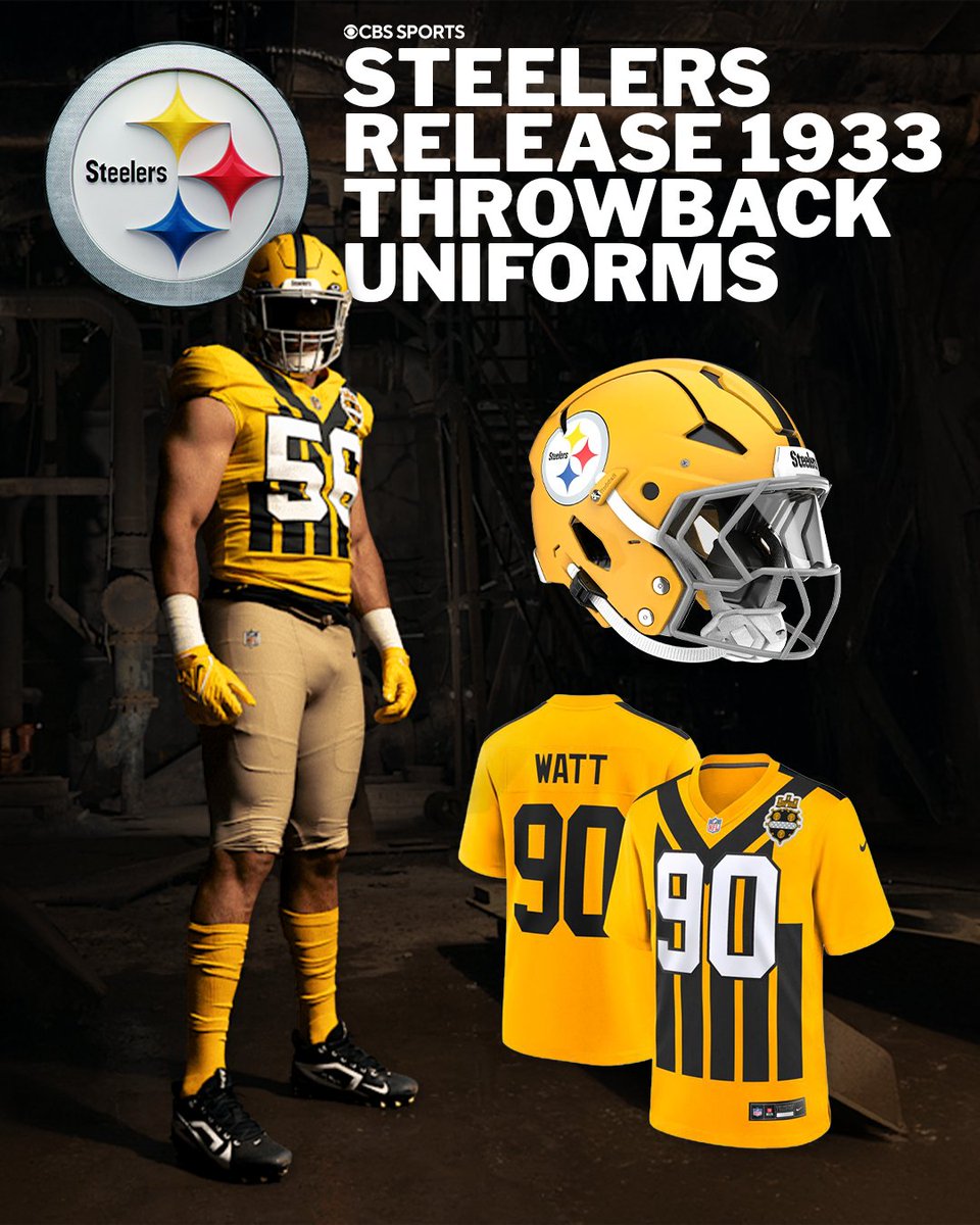 NFLonCBS's tweet image. What do you think of the @steelers new throwback uniforms? 🤔