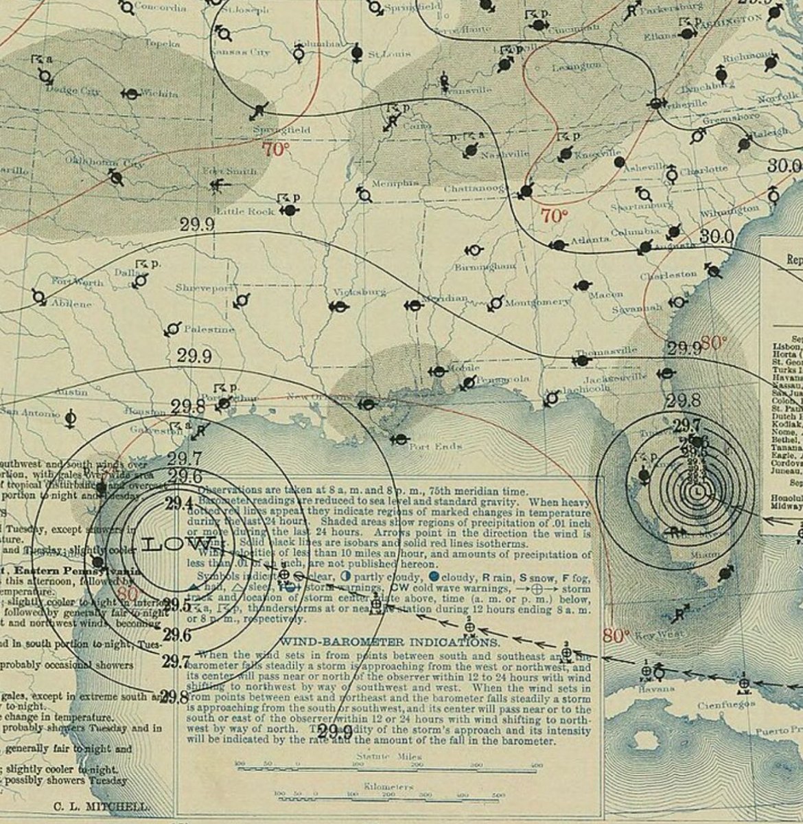 FerragamoWx's tweet image. I would pay some serious money to view this on satellite imagery — two major hurricanes strike the US on the same day.
September 4, 1933.
