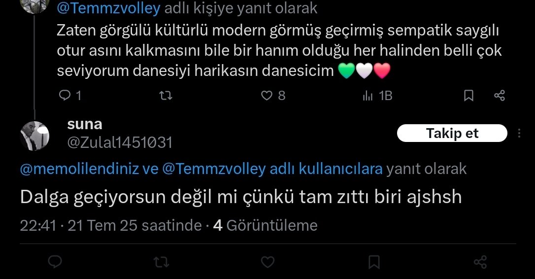 Ment atıp cevabı beklemeden engellemekte moda oldu yanı sırf ment yazıp dışarıya yazdıklarıma cevap dahi veremiyor algısı oluşturmak için böyle tiplerin girdiği triplerde bayıyor hayır bide soru cümlesi yazıp cevap beklememiş tam beyinsiz amk