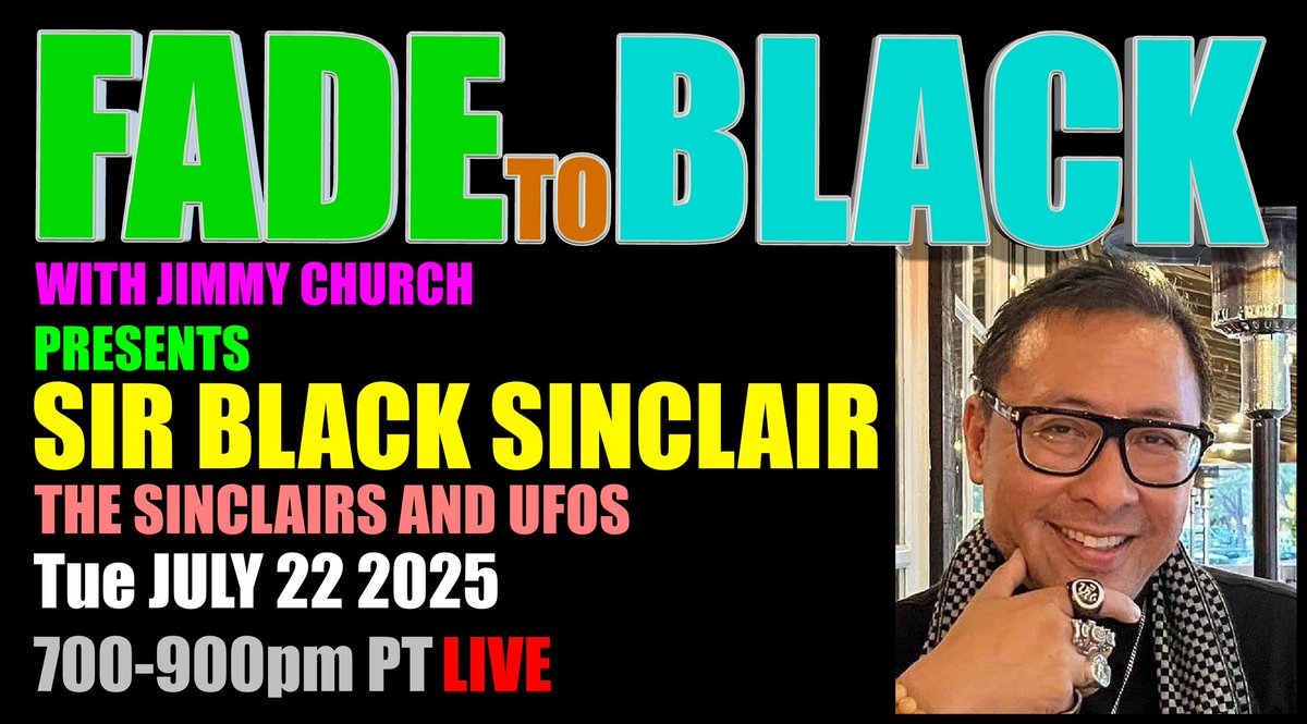 JChurchRadio's tweet image. This Week on FADE to BLACK:
Mon: Michael Cremo
Forbidden Archeology
Tues: Sir Blake Sinclair
The Sinclairs and UFOs
Wed: Rev Bill Bean
Warrior Exorcist and UFOs
Thur: Paul Rimmasch
Police and the Paranormal
#f2b #media #ufo #breakingufo
#disclosure #conspiracy #radio…