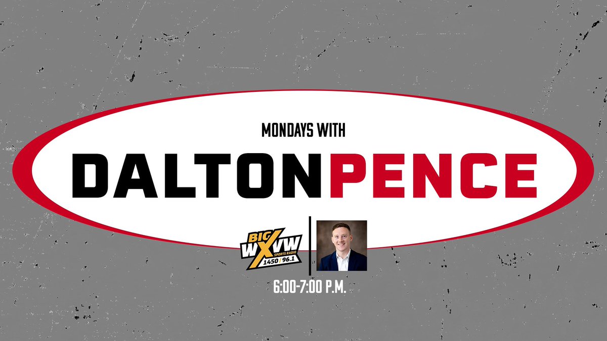 dpence_'s tweet image. ‘Mondays with Dalton Pence’ live from 5:30-7PM tonight on @BigXSportsRadio with @romeybean!
-The Ville TBT loss
-Tyran Stokes recruitment
-Memphis & the Big 12??
-Indiana drops Virginia (lol), how does that affect non-con scheduling?
Text: 502-414-1450
radio.securenetsystems.net/cwa/WXVW