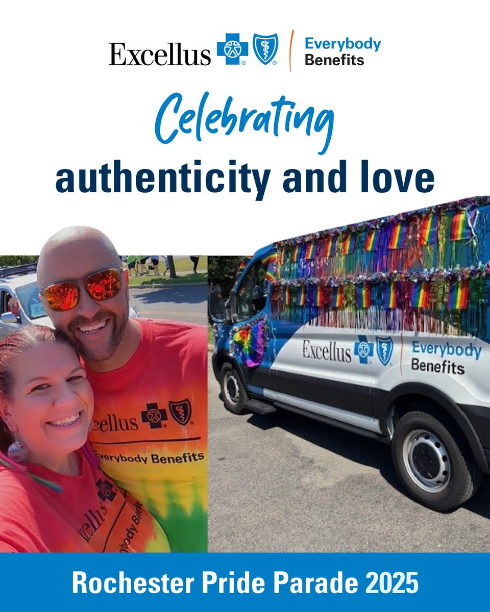 ExcellusBCBS's tweet image. We were honored to be part of Saturday’s Rochester Pride parade. 🌈 

Celebrating authenticity and love, our employees and their families joined thousands of others as the parade made its way down South Avenue to the Pride Festival.