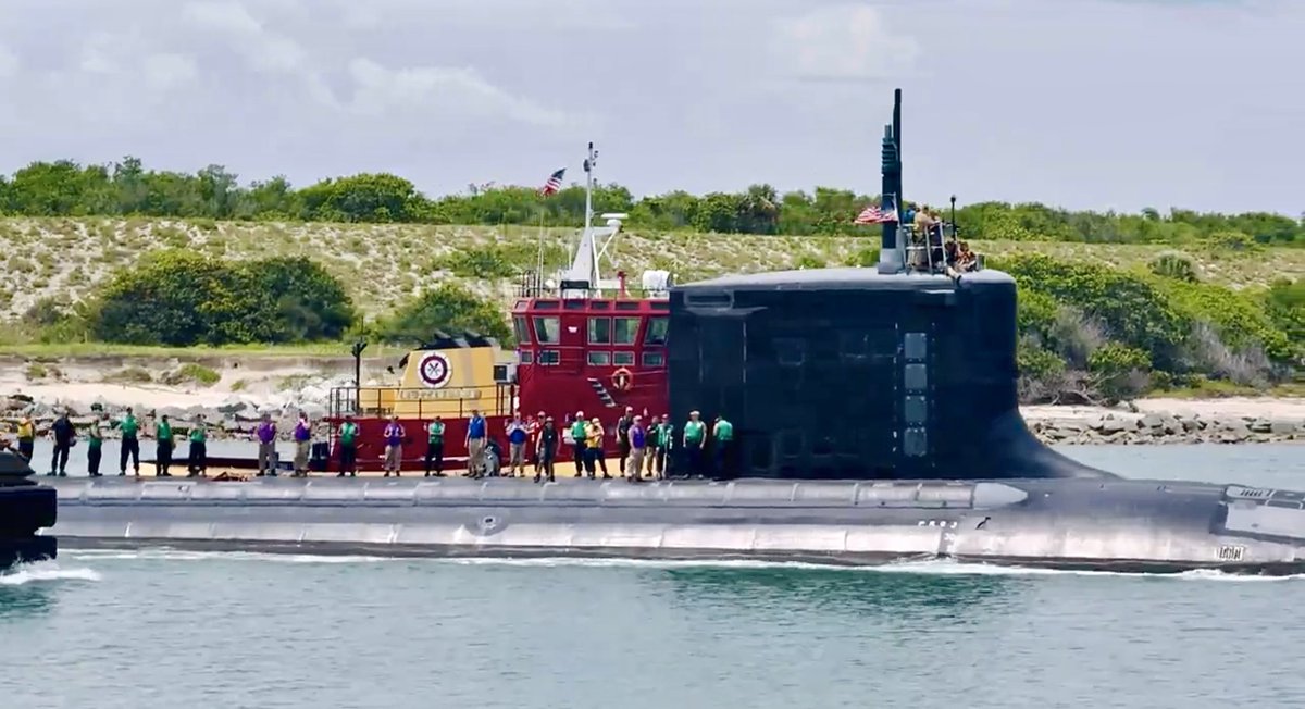 WarshipCam's tweet image. USS Texas (SSN 775) Virginia-class Block 1 attack submarine leaving Port Canaveral, Florida - July 21, 2025.
SRC: TW-@JConcilus