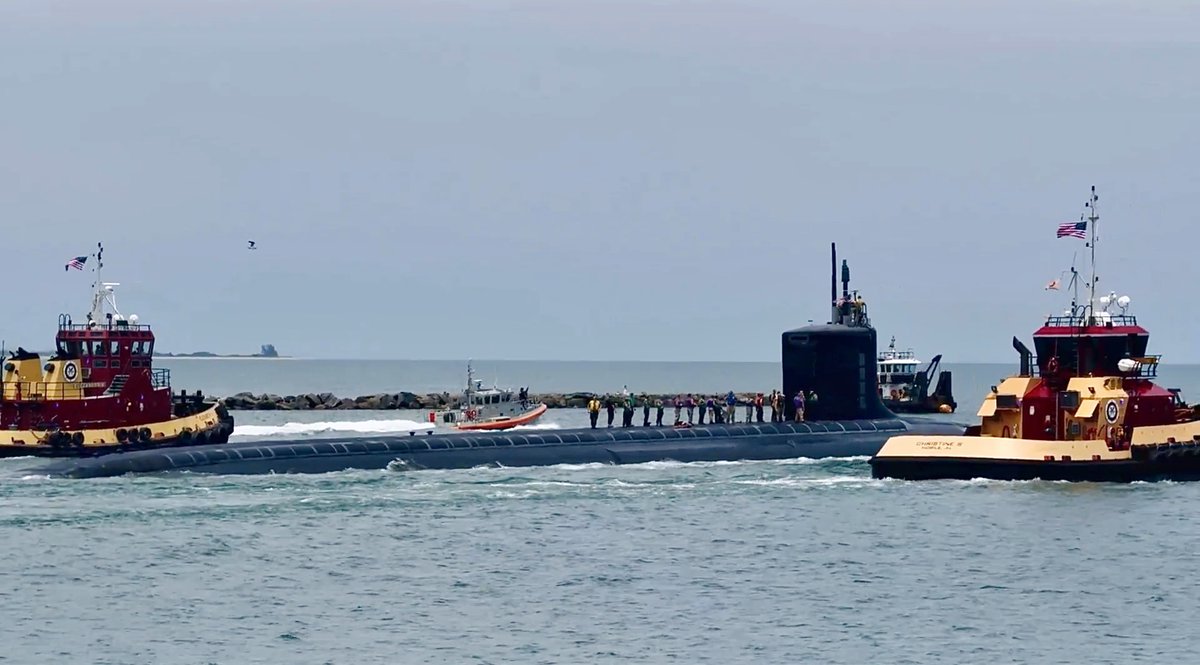 WarshipCam's tweet image. USS Texas (SSN 775) Virginia-class Block 1 attack submarine leaving Port Canaveral, Florida - July 21, 2025.
SRC: TW-@JConcilus