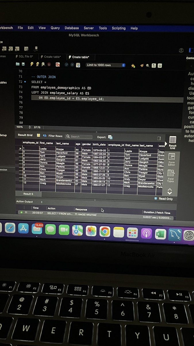 EzekulieJ's tweet image. DAY 29/60 LEARNING DATA ANALYSIS & A JOB.
SQL PHASE
OUTER JOIN
LEFT OUTER JOIN- returns all rows from the left table, & the matching rows from the RIGHT table, If there’s no match, NULLs are returned, and vice versa for the RIGHT OUTER JOIN
#SQl #60daysoflearningdataanalysis