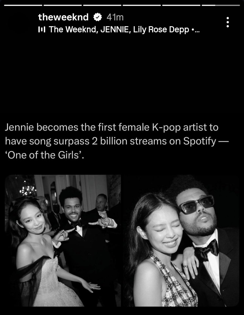 _jennieupdate's tweet image. 250721 The Weeknd Instagram story update with #JENNIE