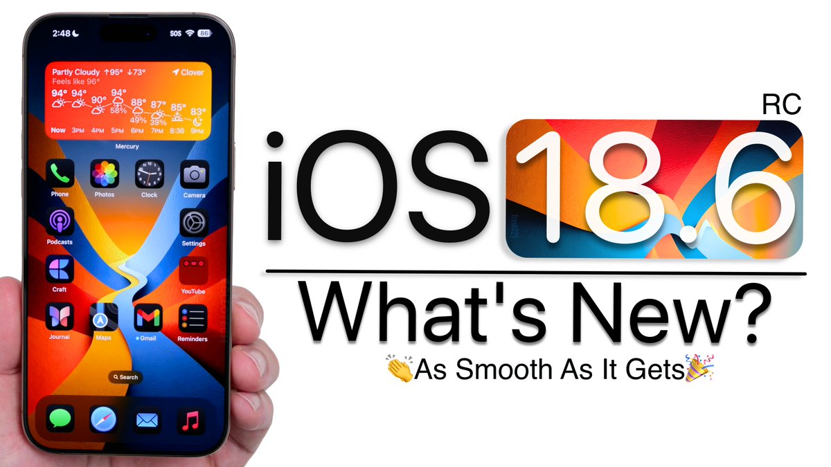 zollotech's tweet image. iOS 18.6 RC is here with mostly bug fixes, but should be the best of iOS 18 so far. Here is everything new.
Full video here: youtu.be/OoTIebl3w8w