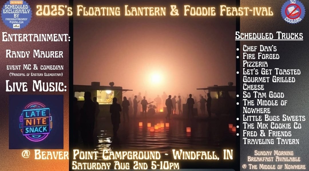 Beaver Point Campground 
8/02/25 5-10pm
* All Ages Welcome 
* Leashed Pet Friendly 
* Free Parking 
* Free Admission 
* Free Live Entertainment 
MC &amp; Comedian Randy Maurer 
Live Band- Late Nite Snack 
* Free Huge Monitored Family Fun Zone 
* And so much more!!