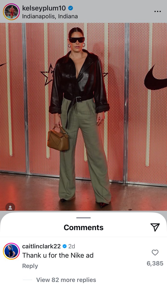 DylanDittrich's tweet image. Even off the court, Caitlin Clark is lethal.
This weekend, Kelsey Plum took an unprovoked jab at Team Clark for not attending the "Pay Us What You Owe Us" t-shirt meeting.
Caitlin countered by applauding Plum's Nike-heavy IG post.
Plum is an Under Armour athlete. Whoops.