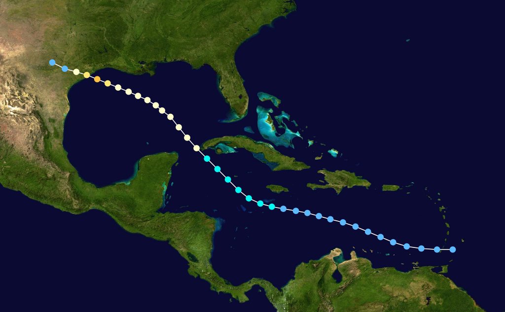 weather_history's tweet image. July 21, 1909:
A Category 3 hurricane made landfall over Velasco, Texas (about 40 miles southwest of Galveston), devastating a quarter of the town. Damage in Galveston was mostly mitigated by the newly build Galveston Seawall. Sadly, 41 people lost their lives.
#wxhistory