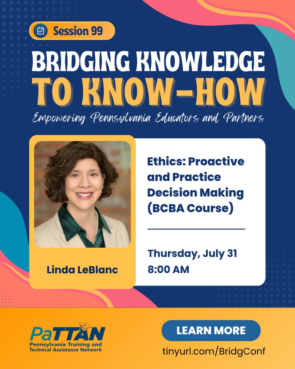 pattanupdates's tweet image. Want to learn how #TeamBasedLearning supports #StudentSuccess? Or the ethics of decision-making for #BehaviorAnalysts? 💡Join these experts in the field on Thursday, July 31 at #BK2KH2025! 🎉 tinyurl.com/BridgConf