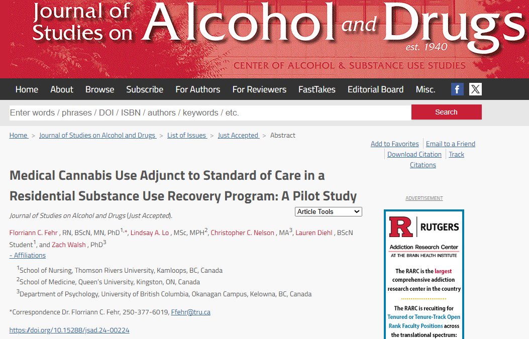 JSADJournal's tweet image. Medical Cannabis Use Adjunct to Standard of Care in a Residential Substance Use Recovery Program: A Pilot Study (new in @JSADjournal)
@ffehr1 @Lindsay_Lo_ @UBC_Psychiatry @QueensuDOM @QueensUHealth @queensuResearch @thompsonriversu
jsad.com/doi/abs/10.152…