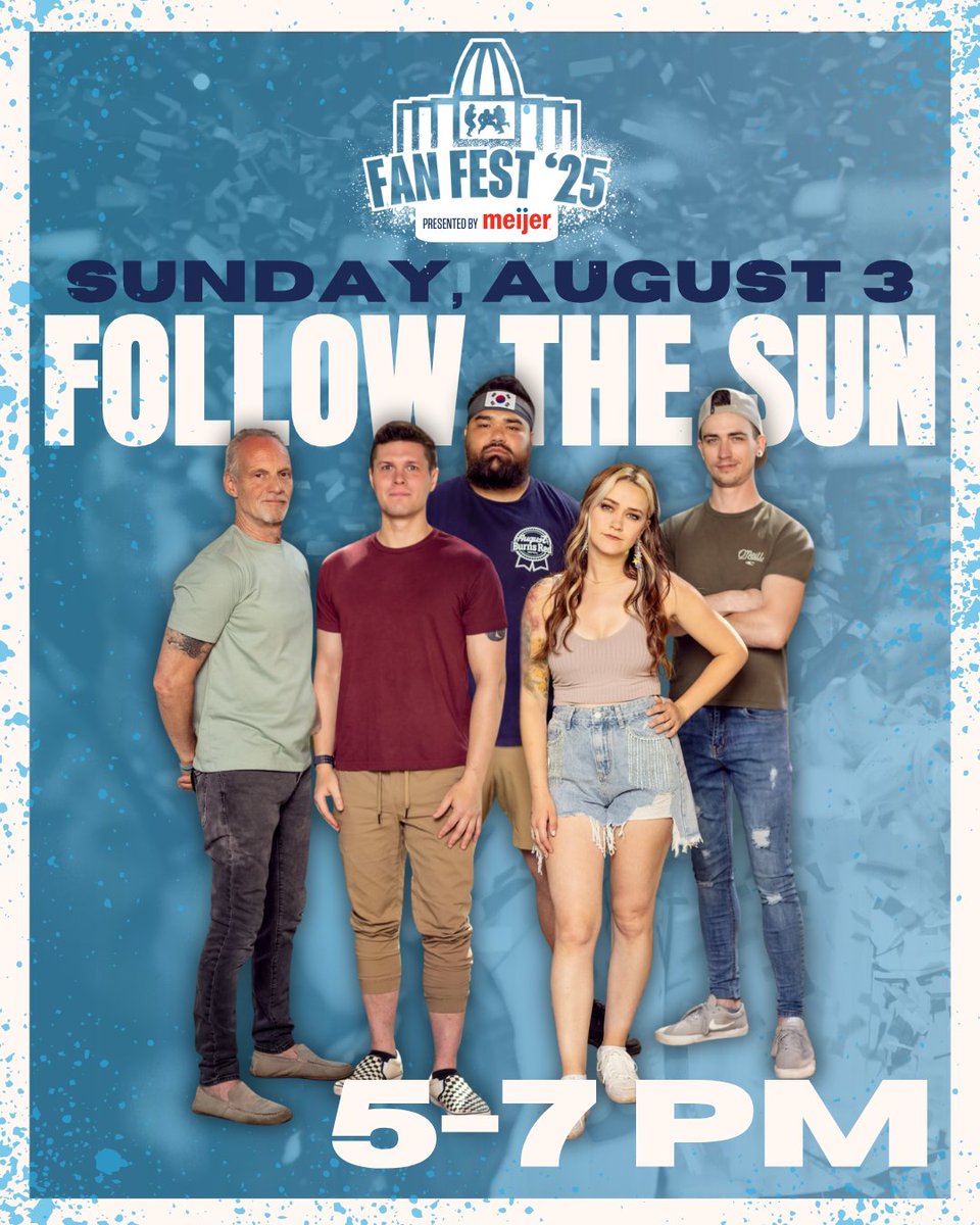 ProFootballHOF's tweet image. Follow the Sun to Canton- Home of the game's greatest.🌞
Come join us at Fan Fest '25 presented by Meijer from 5-7pm to hear all the best hits from Follow the Sun!🏈