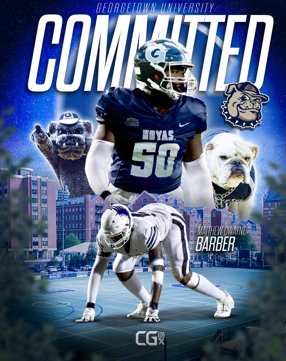 MatthewBarber50's tweet photo. Blessed to announce my verbal commitment to Georgetown University to continue my academic and athletic career. I want to thank Jesus, my family, and coaches for supporting me! @HoyasFB @coachsgarlata @Only1CamSpence @CoachRamey_ @FootballLatin @CoachDrewDayton
@CoachCooney4
✝️ https://t.co/lV9gJIZvVR