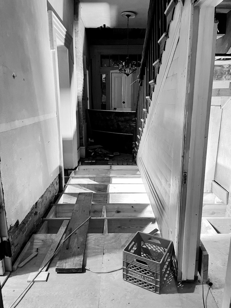 Facts. All new floor joist to support your sagging 1860 staircase? Just roll up those sleeves.