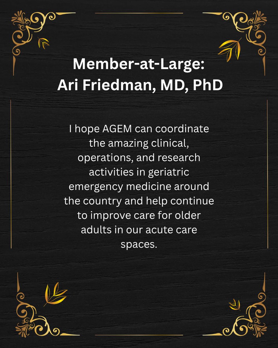 AGEM_SAEM's tweet image. ✨New Exec Committee Highlight✨

Member-at-Large Ari Friedman, MD, PhD at @UPennEM shares his hopes for AGEM this upcoming year!

@saemonline 
#emergencymedicine #saem #agem #geriatricmedicine #emergencydepartment