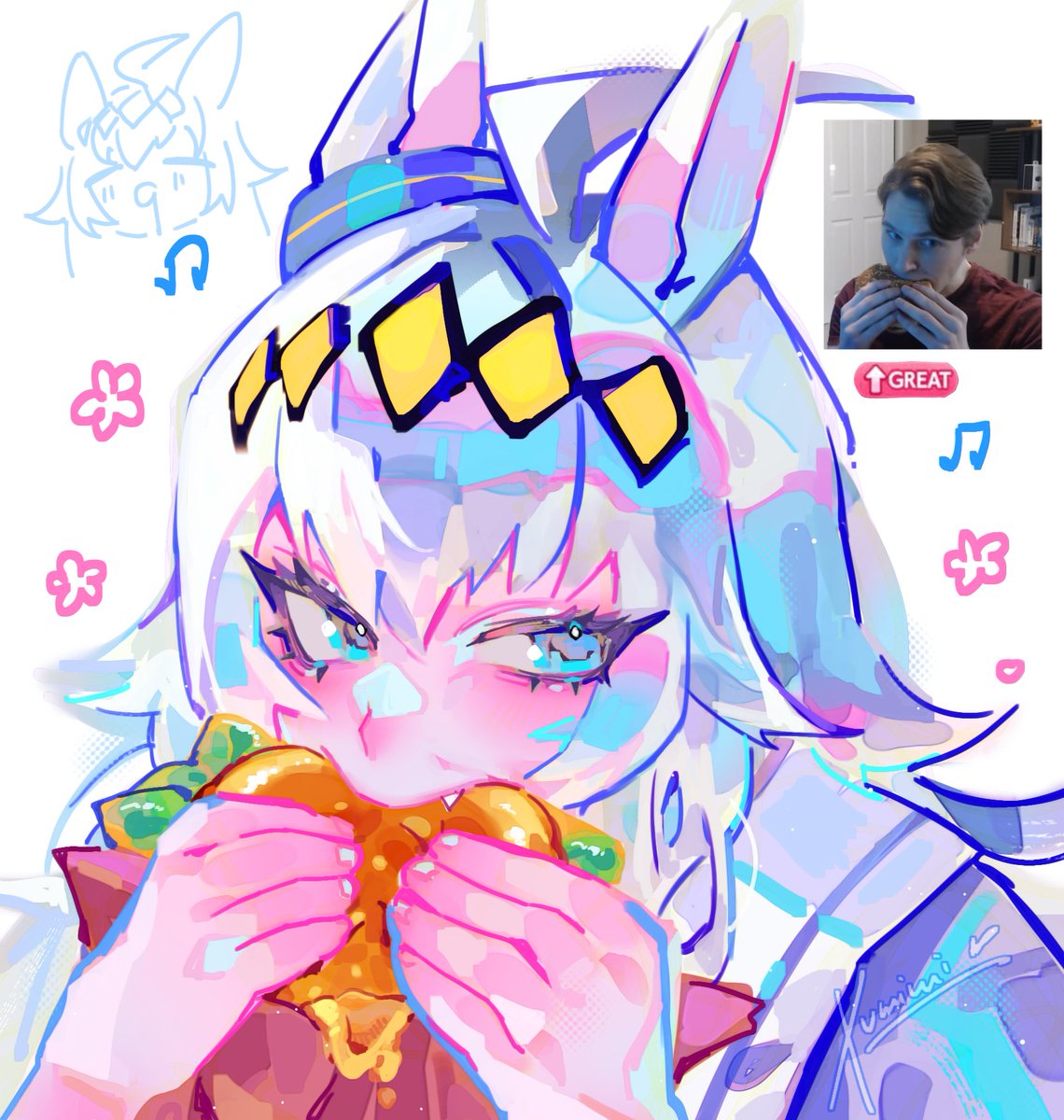 xumimi_'s tweet image. this was drawn less of a meme and more of me wanting to draw her eating something (I was hungry)
#ウマ娘 #umamusume #oguricap