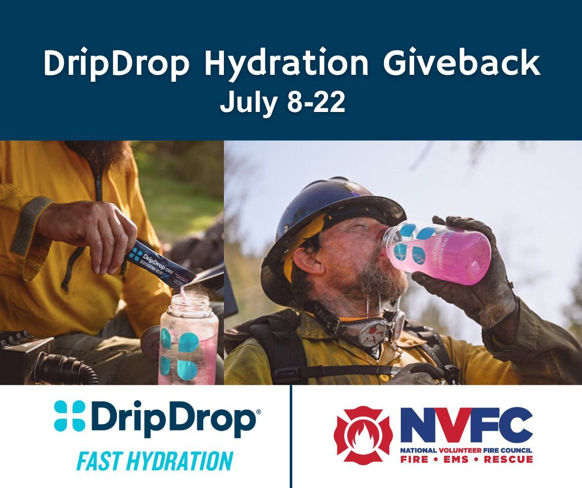 NVFC's tweet image. ⏰ Last call!
Time is running out to apply for the 2025 DripDrop Hydration Giveback Campaign. Applications close on July 22!
💧 1,000 volunteer fire departments will receive FREE hydration support
✅ Department must have at least one NVFC member
Apply: bit.ly/4kRLIOp