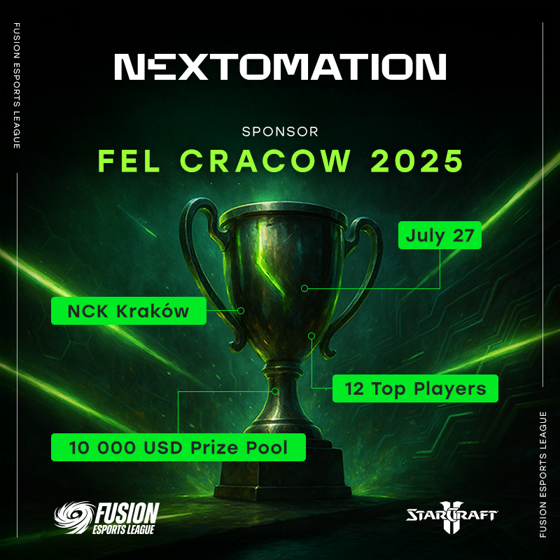 FEL_PL2025's tweet image. 🤝 Partnership Announcement!
Automation meets esports! ⚙️
We’re proud to welcome Nextomation as an official sponsor of FEL Cracow 2025!
Smarter systems, smoother flow — powering the future of competitive gaming.
🔗 nextomation.com
#FEL2025 #StarCraft #Esports