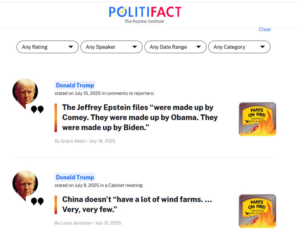 TimJGraham's tweet image. The liberals at @PolitiFact have thrown two more "Pants On Fire" ratings at Trump in the last 10 days. We're up to 209 of those. Their Democrat backers obviously get thrills up their leg every time.
Bernie Sanders and Elizabeth Warren are still at ZERO flaming-pants tags.