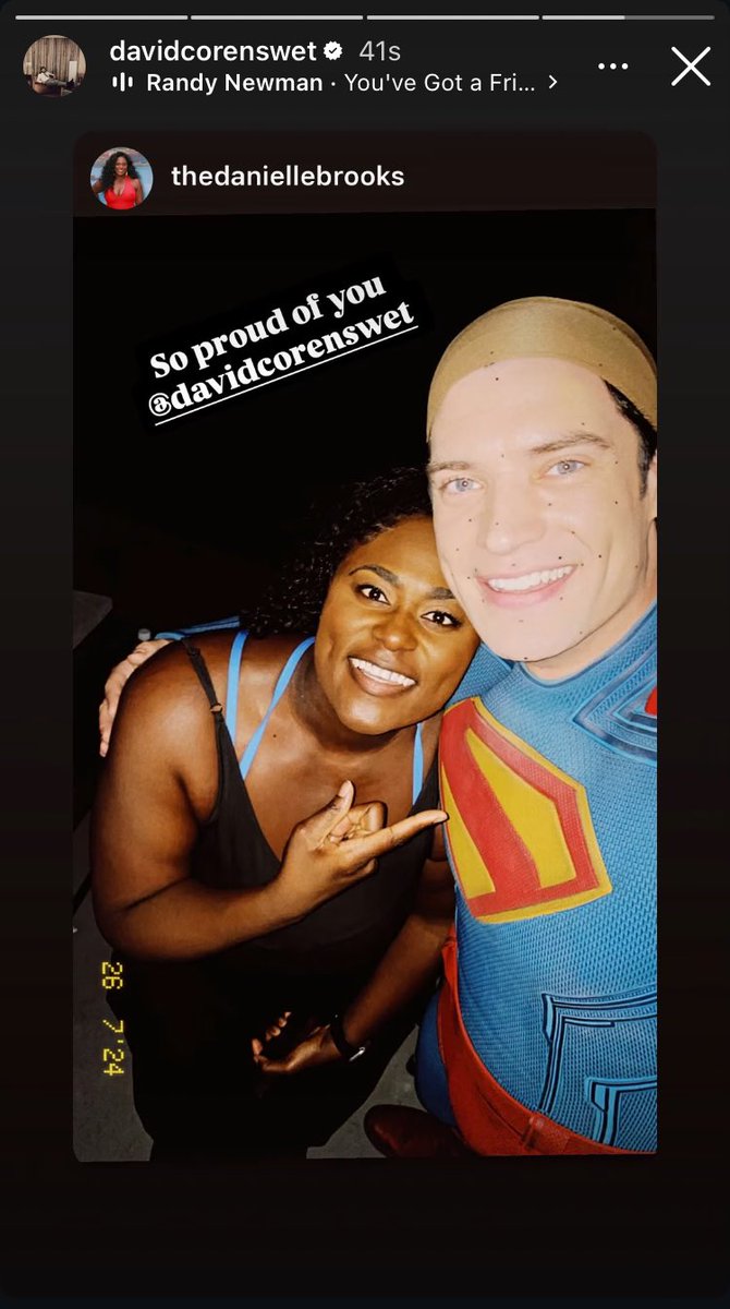 corenswetmedia's tweet image. 📲 David Corenswet and Danielle Brooks via instagram stories:
“So proud of you”