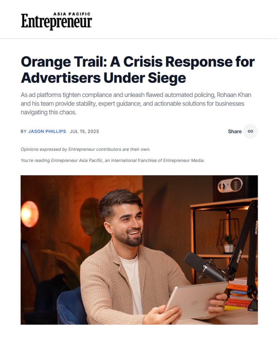 Orangetrail_io's tweet image. 📣 Proud and grateful to announce that we recently featured in Entrepreneur.com for the work we’re doing to help brands navigate the challenging digital advertising BAN-scape.
We’ve always believed in staying adaptive, transparent, and values-driven, and it’s great to…